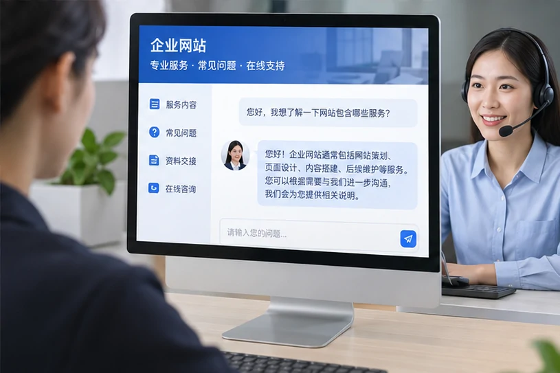 企业网站展示业务与服务信息的场景示意