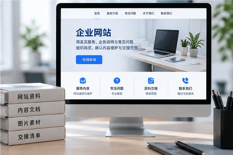 企业网站展示业务与服务信息的场景示意