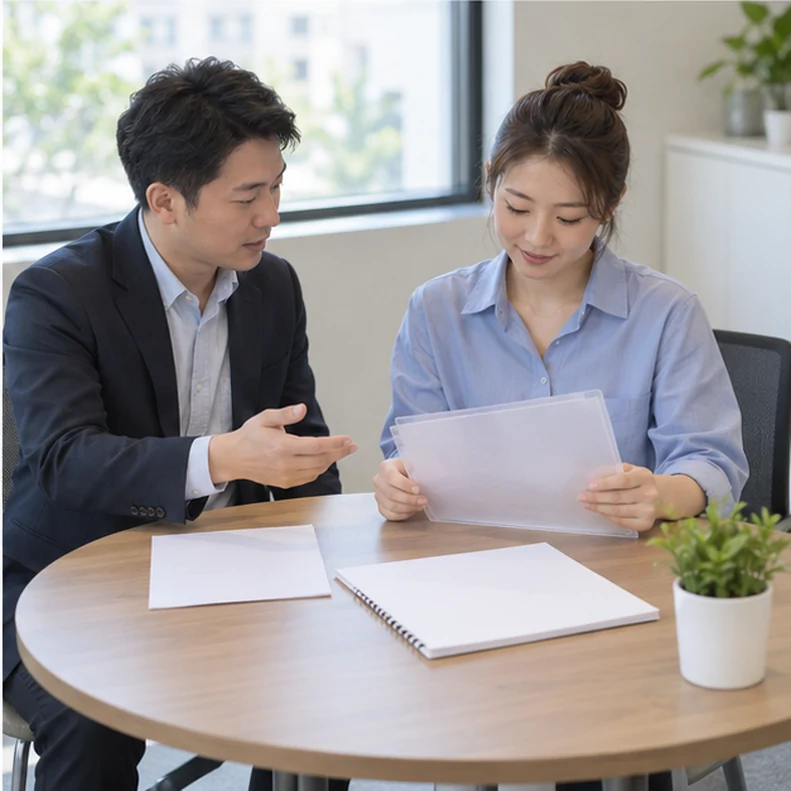 核对注册公司资料与办理事项的服务场景示意