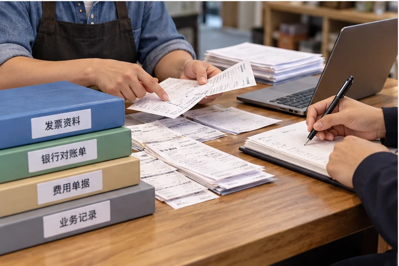 整理企业票据与日常账务资料的服务场景示意
