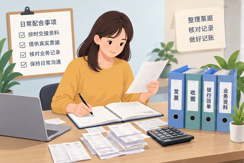 整理企业票据与日常账务资料的服务场景示意
