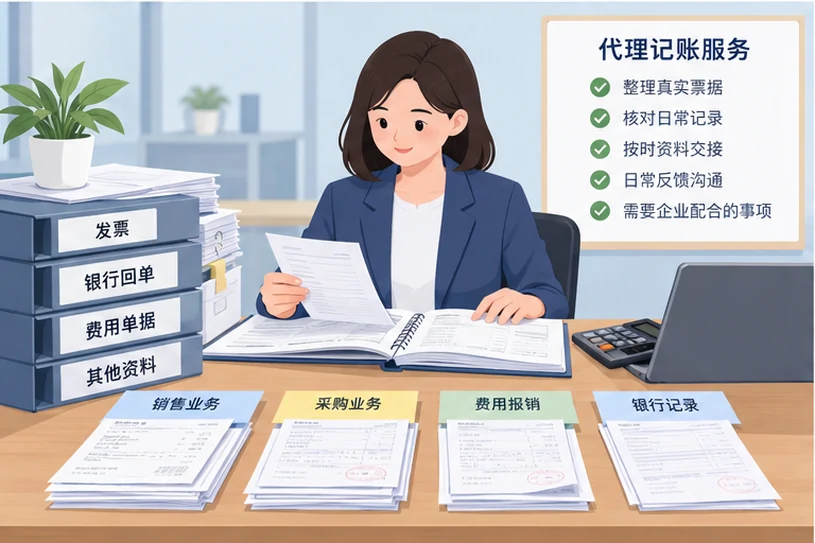 整理企业票据与日常账务资料的服务场景示意
