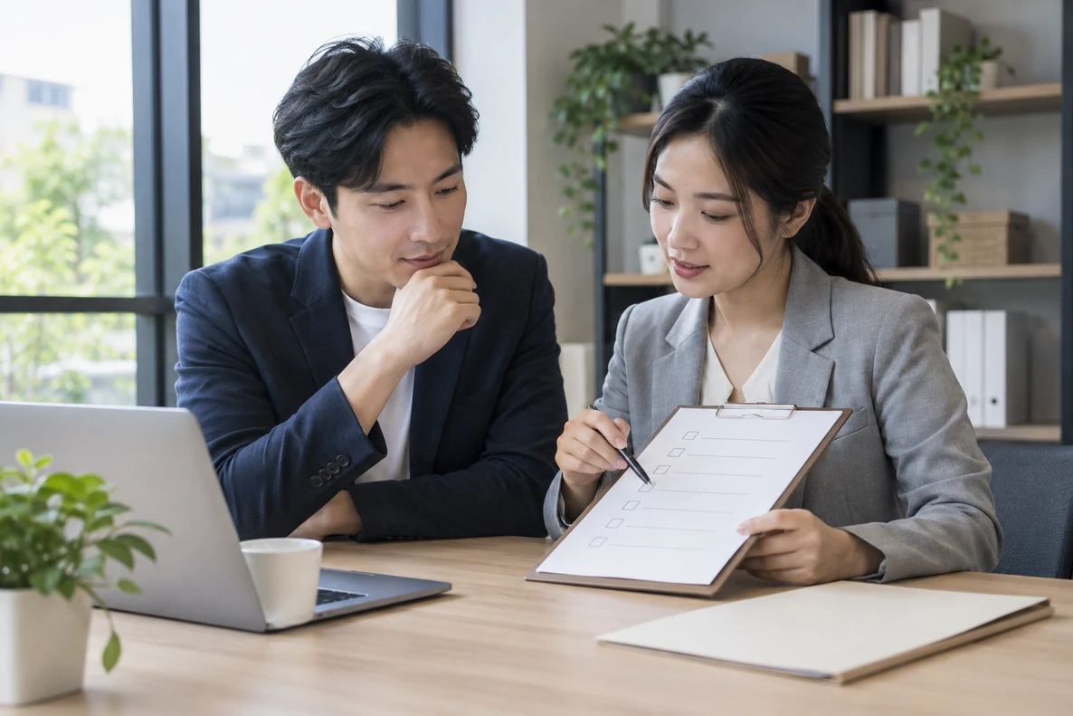 核对注册公司资料与办理事项的服务场景示意