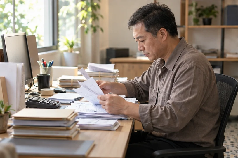 整理企业票据与日常账务资料的服务场景示意