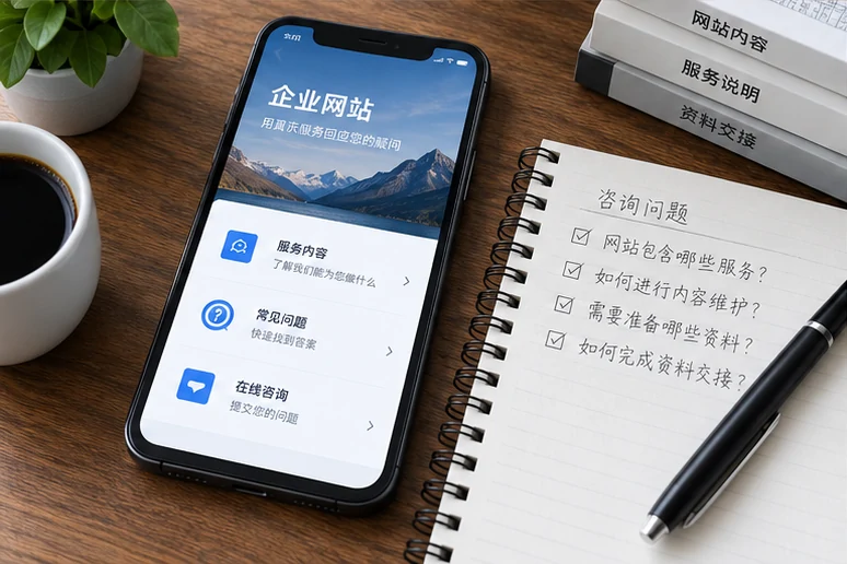 企业网站展示业务与服务信息的场景示意