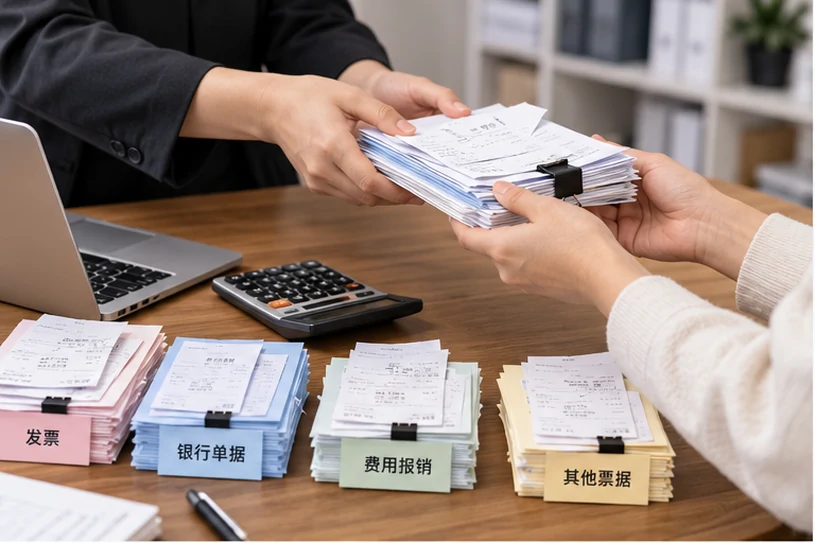 整理企业票据与日常账务资料的服务场景示意