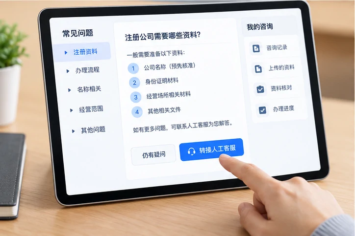 在线客服接待与咨询整理的服务场景示意