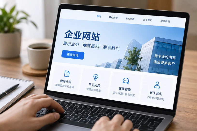 企业网站展示业务与服务信息的场景示意