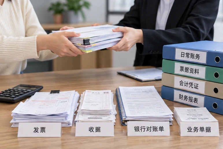 整理企业票据与日常账务资料的服务场景示意