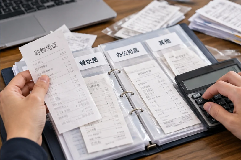 整理企业票据与日常账务资料的服务场景示意
