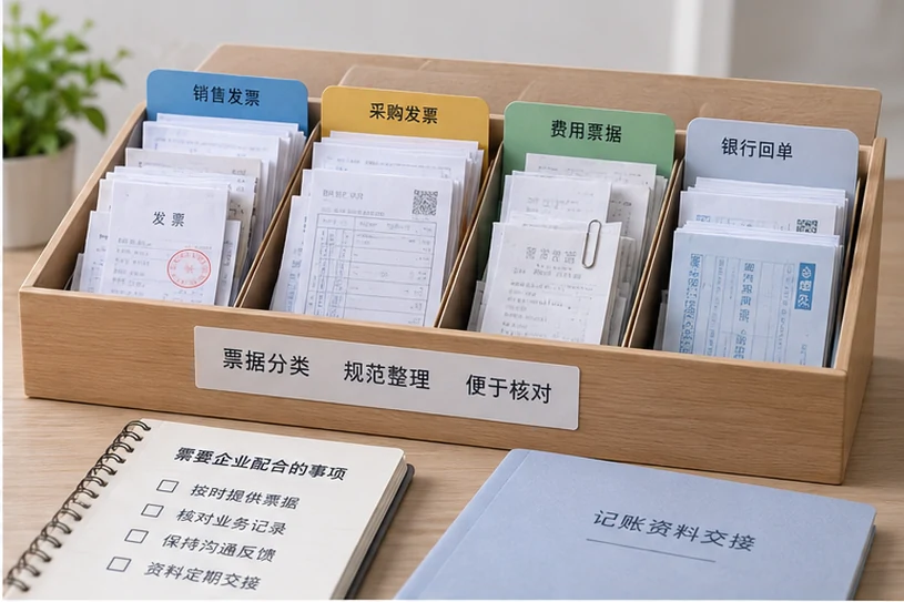整理企业票据与日常账务资料的服务场景示意