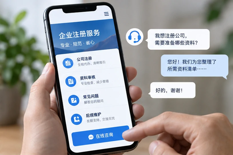 企业网站展示业务与服务信息的场景示意