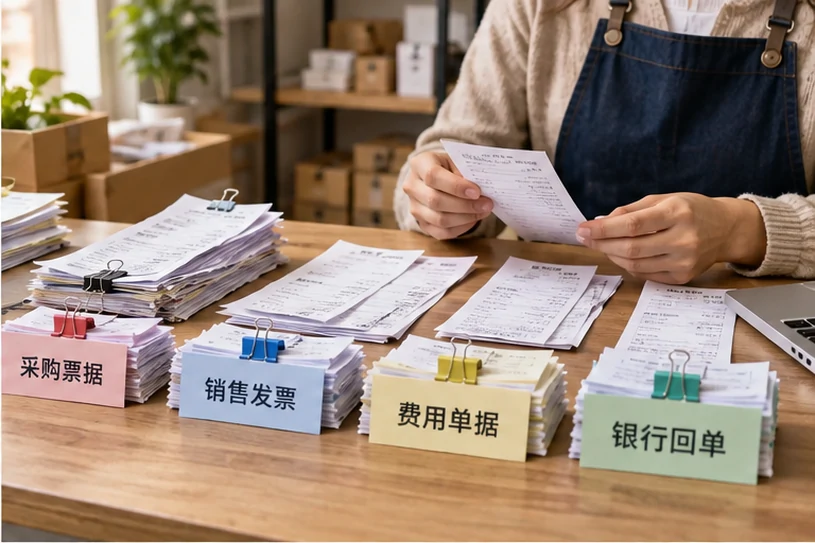 整理企业票据与日常账务资料的服务场景示意