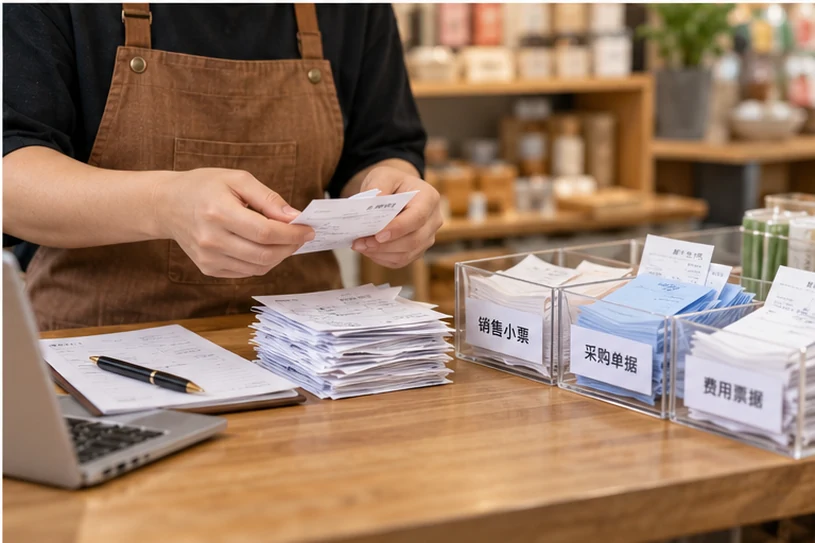 整理企业票据与日常账务资料的服务场景示意
