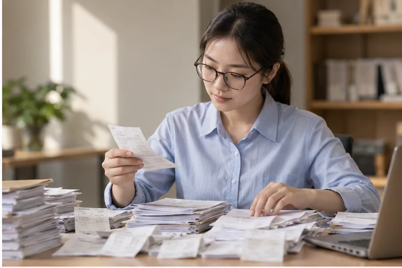 整理企业票据与日常账务资料的服务场景示意