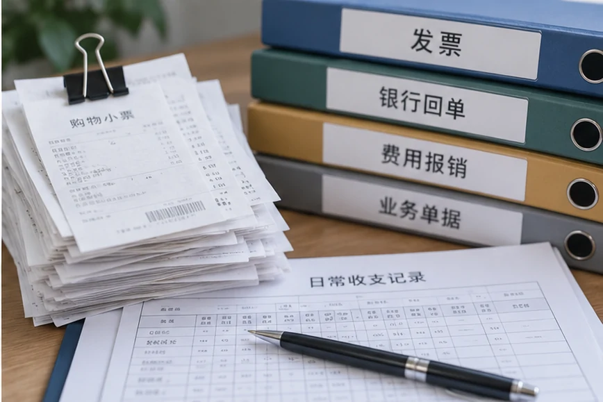 整理企业票据与日常账务资料的服务场景示意