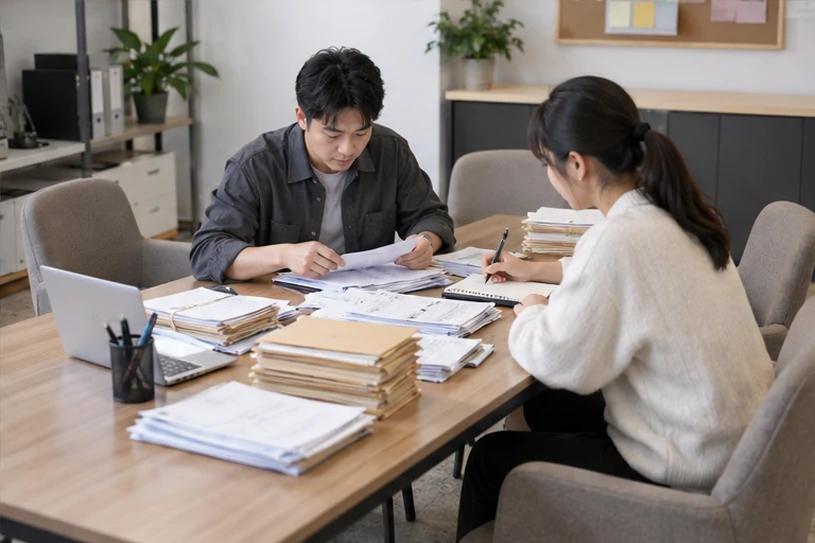 整理企业票据与日常账务资料的服务场景示意