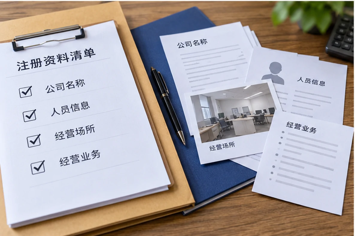 核对注册公司资料与办理事项的服务场景示意