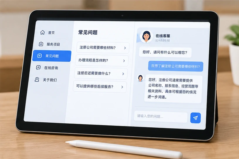 企业网站展示业务与服务信息的场景示意
