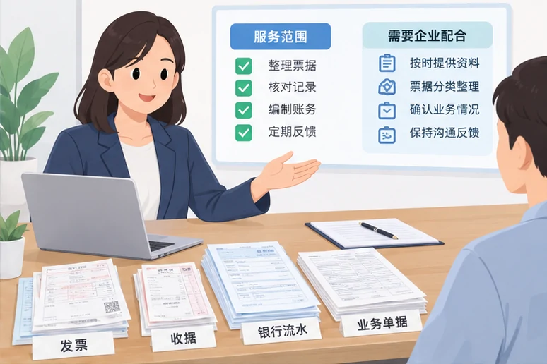 整理企业票据与日常账务资料的服务场景示意