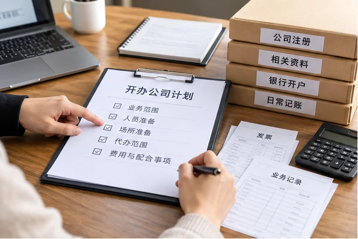 创业者一起整理开办计划的服务场景示意