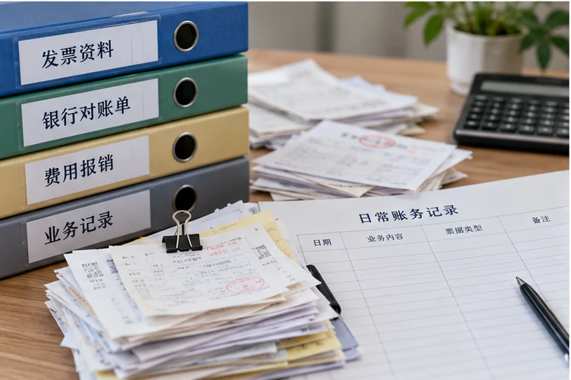 整理企业票据与日常账务资料的服务场景示意