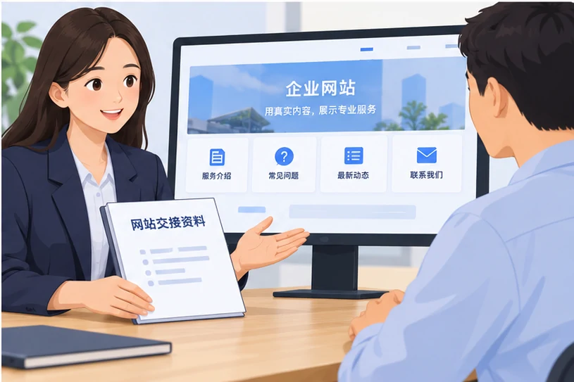 企业网站展示业务与服务信息的场景示意
