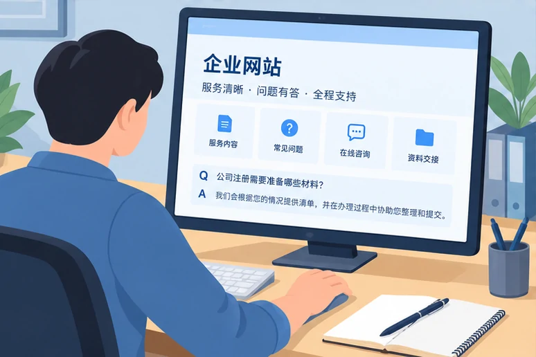 企业网站展示业务与服务信息的场景示意