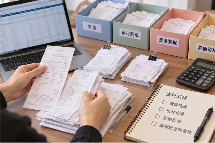 整理企业票据与日常账务资料的服务场景示意