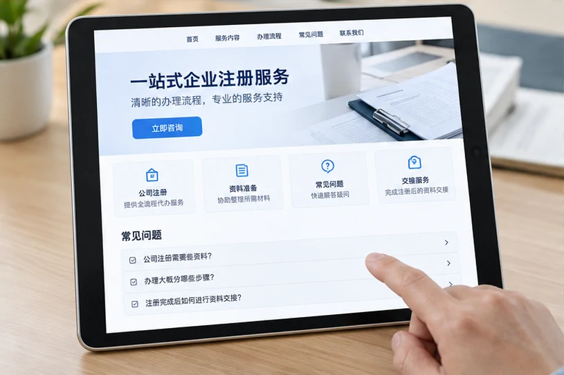 企业网站展示业务与服务信息的场景示意