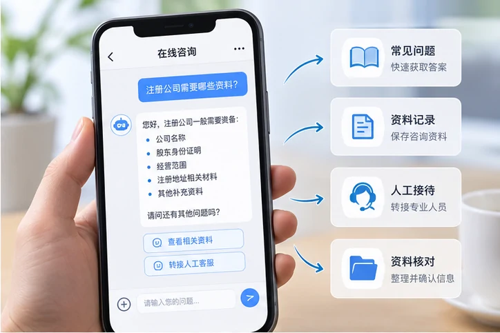 在线客服接待与咨询整理的服务场景示意
