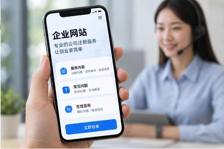 企业网站展示业务与服务信息的场景示意