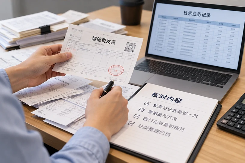 整理企业票据与日常账务资料的服务场景示意