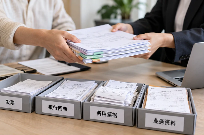 整理企业票据与日常账务资料的服务场景示意