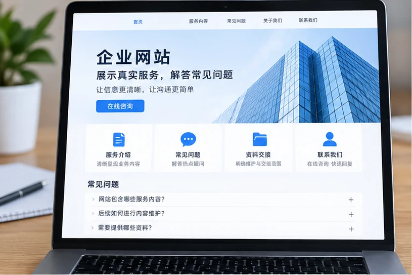 企业网站展示业务与服务信息的场景示意