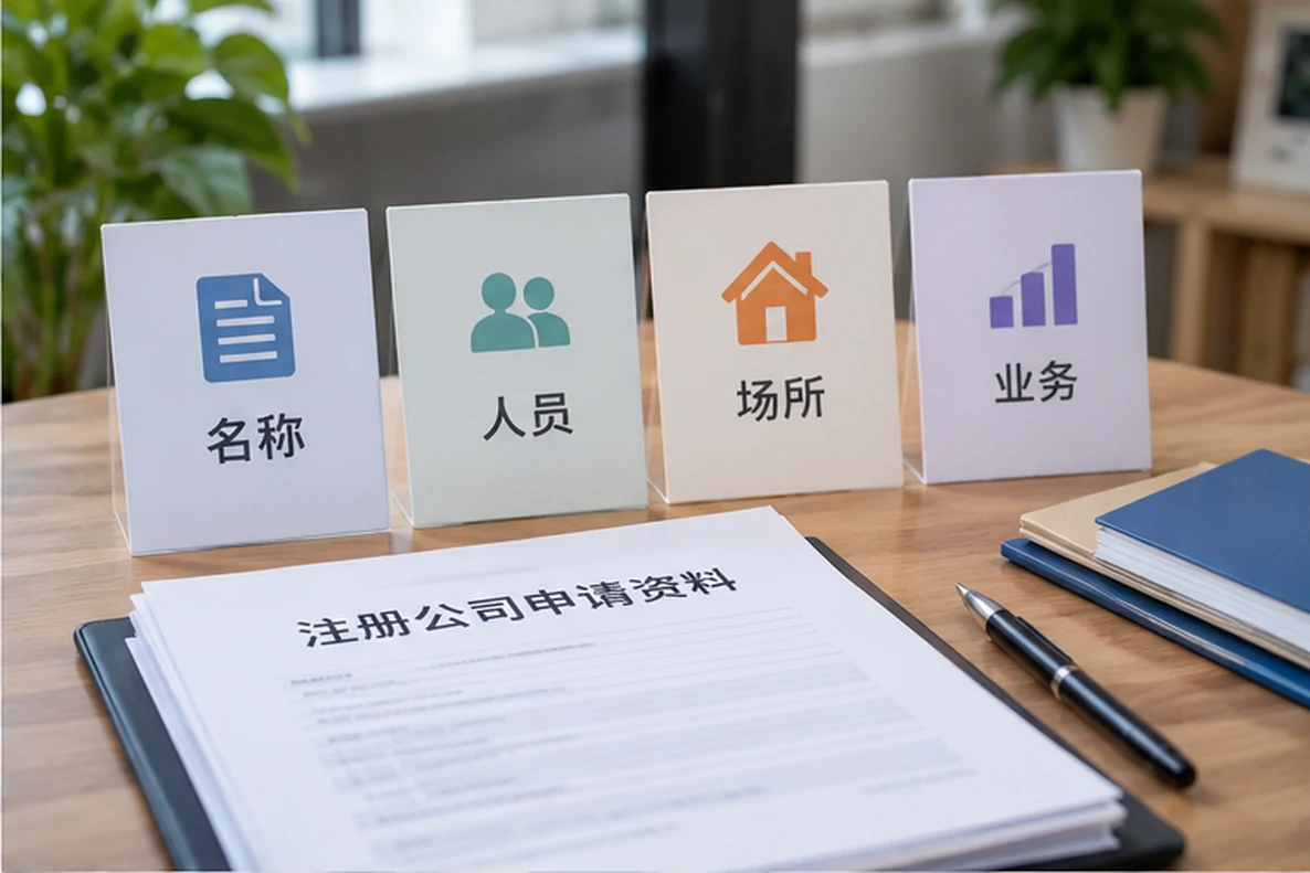 核对注册公司资料与办理事项的服务场景示意