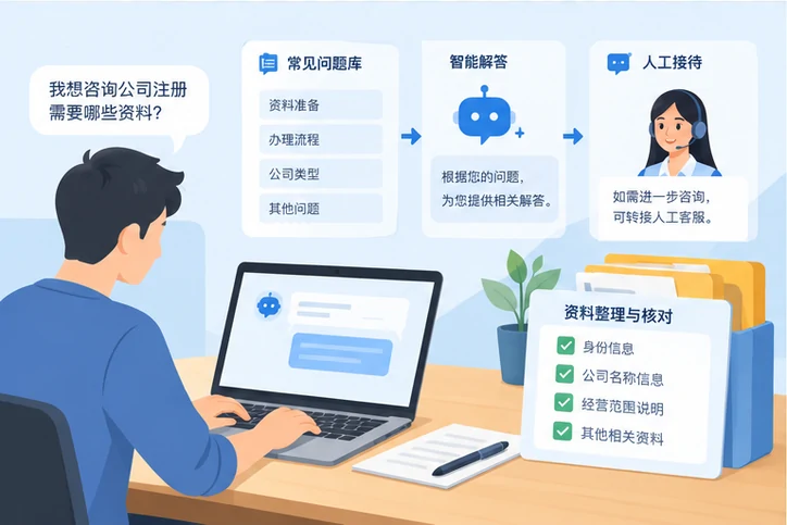 在线客服接待与咨询整理的服务场景示意