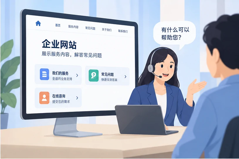 企业网站展示业务与服务信息的场景示意