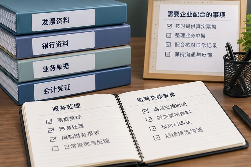 整理企业票据与日常账务资料的服务场景示意