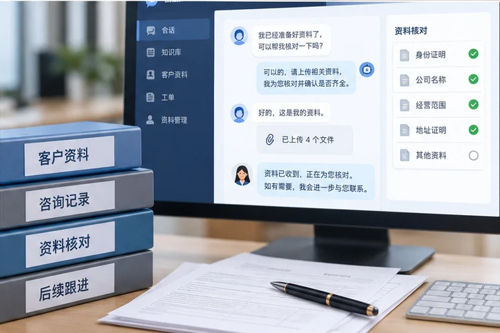 在线客服接待与咨询整理的服务场景示意