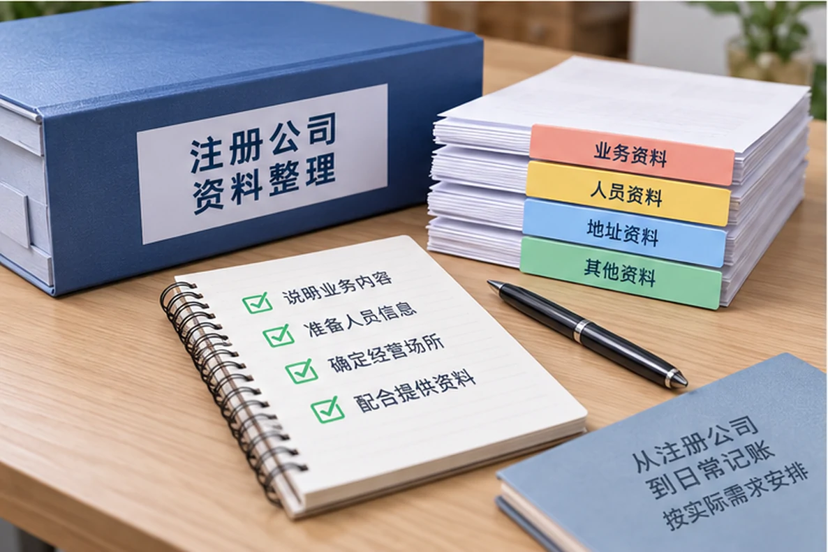 核对注册公司资料与办理事项的服务场景示意