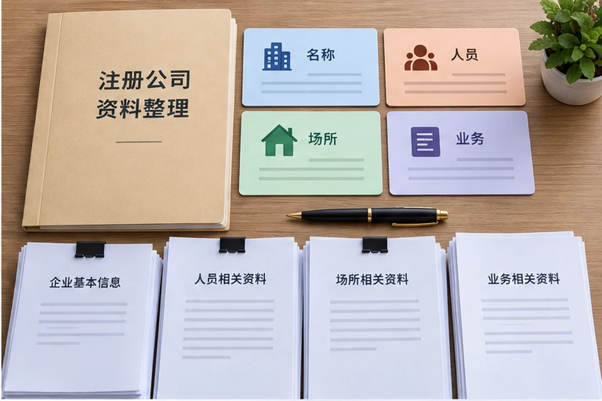 核对注册公司资料与办理事项的服务场景示意