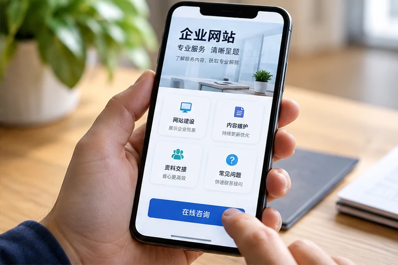 企业网站展示业务与服务信息的场景示意