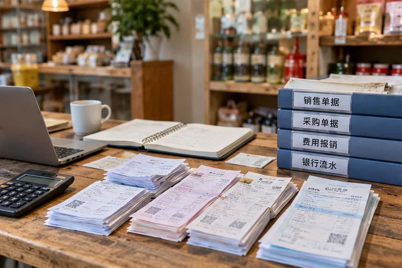 整理企业票据与日常账务资料的服务场景示意