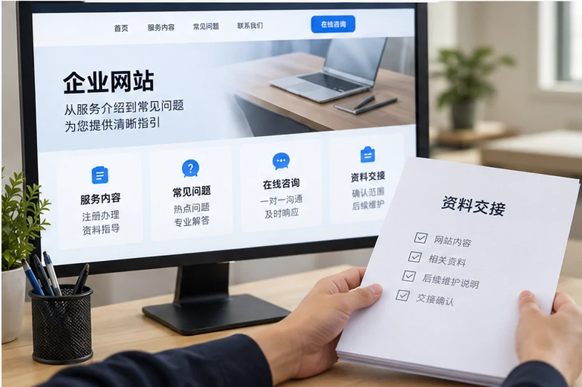 企业网站展示业务与服务信息的场景示意
