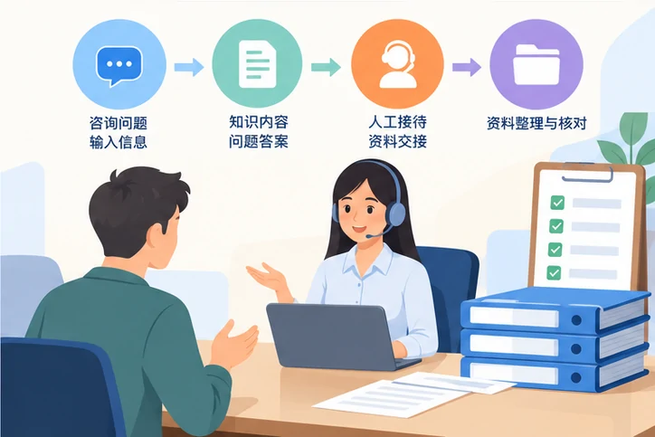 在线客服接待与咨询整理的服务场景示意