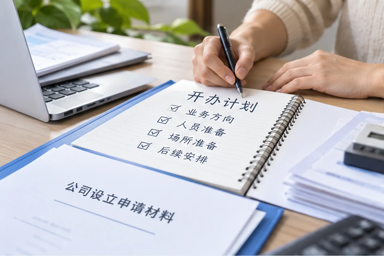 创业者一起整理开办计划的服务场景示意