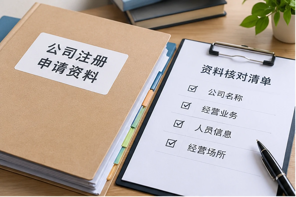 核对注册公司资料与办理事项的服务场景示意