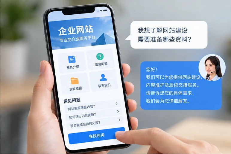 企业网站展示业务与服务信息的场景示意