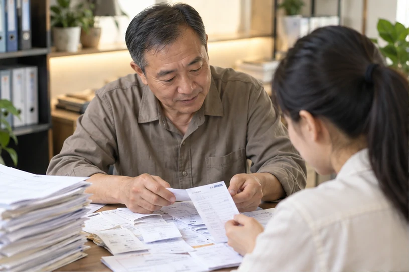 整理企业票据与日常账务资料的服务场景示意